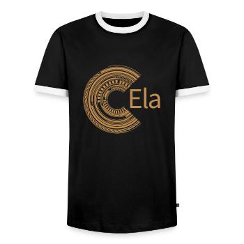 Für Ela - Männer Kontrast-T-Shirt - Schwarz/Weiß - Vorne - AI Model Female 172 light (172cm) & AI Model Male 178 light (178cm)