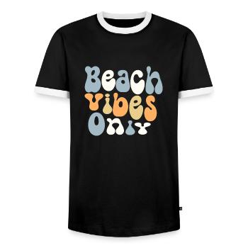 Ambiance de plage uniquement - T-shirt contrasté Homme - noir/blanc - Devant - AI Model Female 172 light (172cm) & AI Model Male 178 light (178cm)