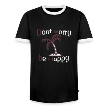 Dont worry be happy - Männer Kontrast-T-Shirt - Schwarz/Weiß - Vorne - AI Model Female 172 light (172cm) & AI Model Male 178 light (178cm)