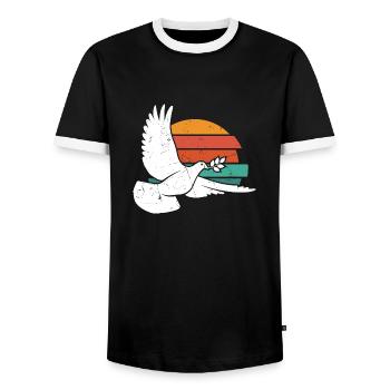 Vintage White Dove Distressed - Männer Kontrast-T-Shirt - Schwarz/Weiß - Vorne - AI Model Female 172 light (172cm) & AI Model Male 178 light (178cm)