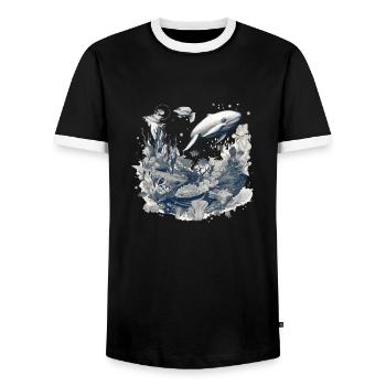 La baleine - T-shirt contrasté Homme - noir/blanc - Devant - AI Model Female 172 light (172cm) & AI Model Male 178 light (178cm)