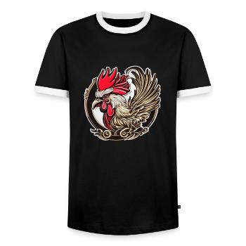 Coq de la chance - T-shirt contrasté Homme - noir/blanc - Devant - AI Model Female 172 light (172cm) & AI Model Male 178 light (178cm)