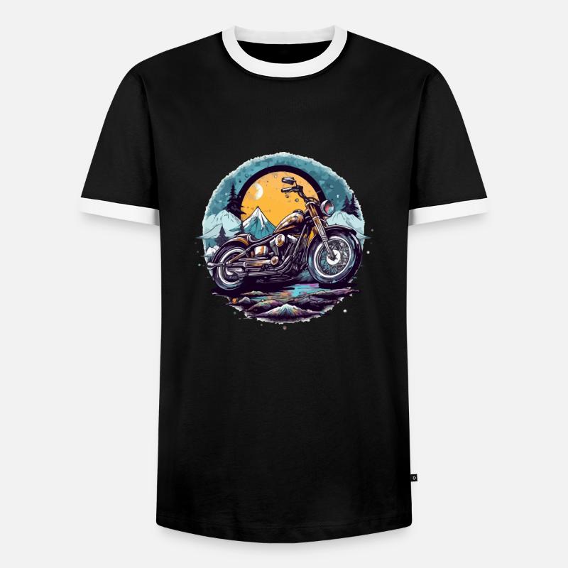 Motorcycle chopper - Men's Ringer Shirt - black/white