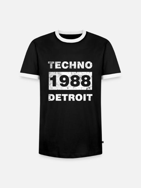 TECHNO MUSIC WHITE - Men's Ringer Shirt - black/white