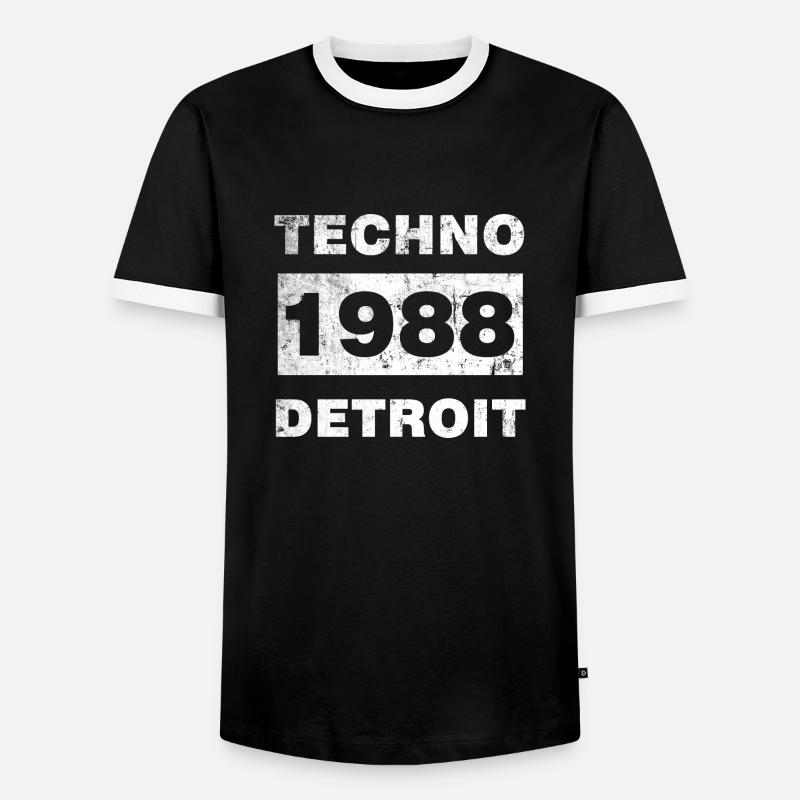 TECHNO MUSIK WEISS - Männer Kontrast-T-Shirt - Schwarz/Weiß
