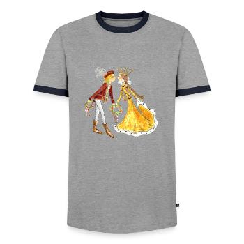 Landshuter T Shirt Mariage Couple - T-shirt contrasté Homme - gris/marine  - Devant - AI Model Female 172 light (172cm) & AI Model Male 178 light (178cm)