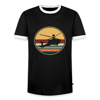 Hélicoptère Hélicoptère Rétropilote - T-shirt contrasté Homme - noir/blanc - Devant - AI Model Female 172 light (172cm) & AI Model Male 178 light (178cm)