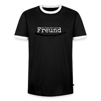 Freund - Männer Kontrast-T-Shirt - Schwarz/Weiß - Vorne - AI Model Female 172 light (172cm) & AI Model Male 178 light (178cm)