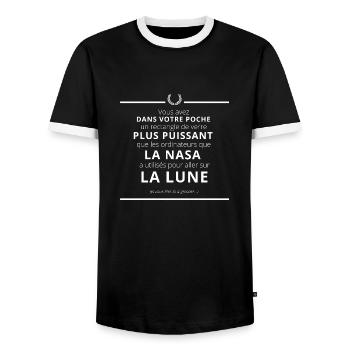 Vous avez un rectangle de verre plus puissant... - T-shirt contrasté Homme - noir/blanc - Devant - AI Model Female 172 light (172cm) & AI Model Male 178 light (178cm)