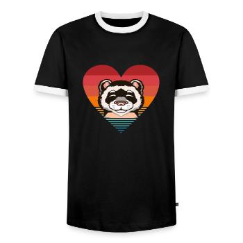Ferret Fans Vintage Heart Cute Men Retro - Männer Kontrast-T-Shirt - Schwarz/Weiß - Vorne - AI Model Female 172 light (172cm) & AI Model Male 178 light (178cm)