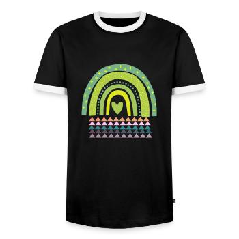 Engraving design with amazing colors - Men's Ringer Shirt - black/white - Front - AI Model Female 172 light (172cm) & AI Model Male 178 light (178cm)