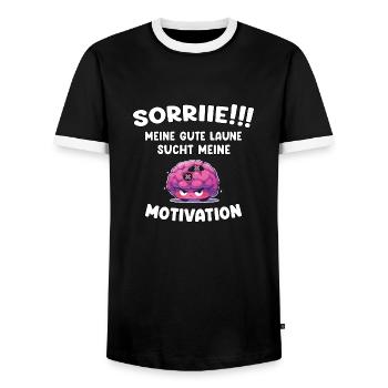Motivation und gute Laune Emoji - Lustiger Spruch - Männer Kontrast-T-Shirt - Schwarz/Weiß - Vorne - AI Model Female 172 light (172cm) & AI Model Male 178 light (178cm)