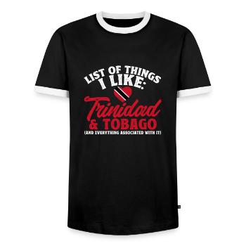 Trinidad and Tobago flag - Men's Ringer Shirt - black/white - Front - AI Model Female 172 light (172cm) & AI Model Male 178 light (178cm)