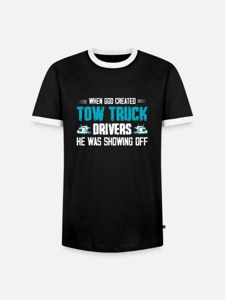 When God Created Tow Truck Drivers Operator - Men's Ringer Shirt - black/white