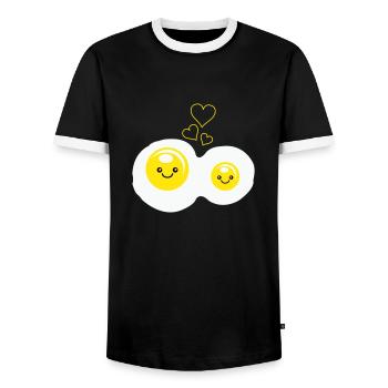 Fried Eggs Love - Men's Ringer Shirt - black/white - Front - AI Model Female 172 light (172cm) & AI Model Male 178 light (178cm)