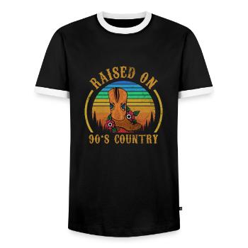 Élevé sur le pays des années 90 - Country Life Cowboy - T-shirt contrasté Homme - noir/blanc - Devant - AI Model Female 172 light (172cm) & AI Model Male 178 light (178cm)