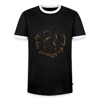 souvenir d’une journée pluvieuse douce-amère - DIGITAL - T-shirt contrasté Homme - noir/blanc - Devant - AI Model Female 172 light (172cm) & AI Model Male 178 light (178cm)