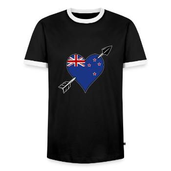 Drapeau néo-zélandais coeur amoureux - T-shirt contrasté Homme - noir/blanc - Devant - AI Model Female 172 light (172cm) & AI Model Male 178 light (178cm)