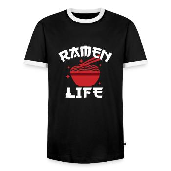 Ramen Life, Lustige Ramen-Nudeln, Japan Essen - Männer Kontrast-T-Shirt - Schwarz/Weiß - Vorne - AI Model Female 172 light (172cm) & AI Model Male 178 light (178cm)
