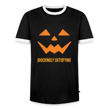 Halloween Pumpkin Jack O Lantern Scary Pumpkins - Men's Ringer Shirt - black/white - Front - AI Model Female 172 light (172cm) & AI Model Male 178 light (178cm)