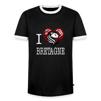 I Love Bretagne Hermine Maline Light - Men's Ringer Shirt - black/white - Front - AI Model Female 172 light (172cm) & AI Model Male 178 light (178cm)