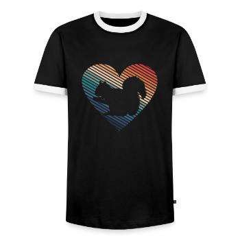 Rodent Squirrel Vintage Heart Retro Forest Animal - Men's Ringer Shirt - black/white - Front - AI Model Female 172 light (172cm) & AI Model Male 178 light (178cm)