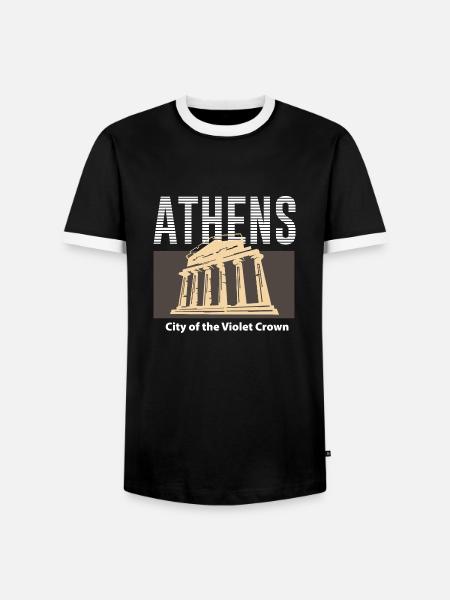 Malerisches Athen - Männer Kontrast-T-Shirt - Schwarz/Weiß