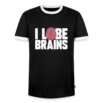 Neurology, Nurse, Brain, Neurologist - Men's Ringer Shirt - black/white - Front - AI Model Female 172 light (172cm) & AI Model Male 178 light (178cm)