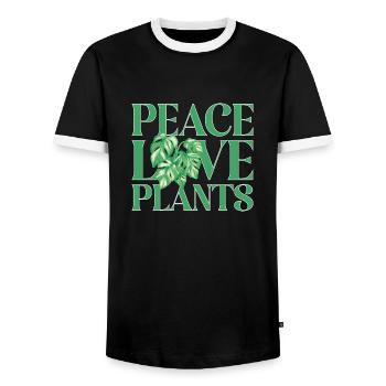 Monstera Deliciosa Albo Plante d’intérieur botanique - T-shirt contrasté Homme - noir/blanc - Devant - AI Model Female 172 light (172cm) & AI Model Male 178 light (178cm)