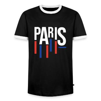 Classic Paris Souvenir - Men's Ringer Shirt - black/white - Front - AI Model Female 172 light (172cm) & AI Model Male 178 light (178cm)
