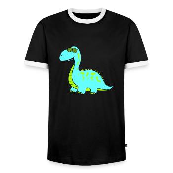 dino cool - Männer Kontrast-T-Shirt - Schwarz/Weiß - Vorne - AI Model Female 172 light (172cm) & AI Model Male 178 light (178cm)