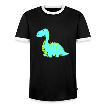 dino - Men's Ringer Shirt - black/white - Front - AI Model Female 172 light (172cm) & AI Model Male 178 light (178cm)