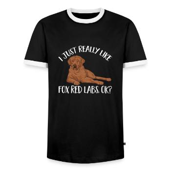 Foxred Labrador Fox Red Labrador Retriever - Men's Ringer Shirt - black/white - Front - AI Model Female 172 light (172cm) & AI Model Male 178 light (178cm)