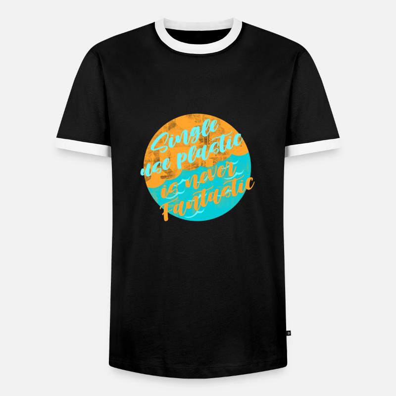 Avoid plastic - Men's Ringer Shirt - black/white