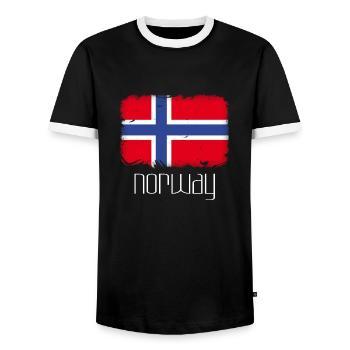 Voyage de pêche en Norvège personnalisable - T-shirt contrasté Homme - noir/blanc - Devant - AI Model Female 172 light (172cm) & AI Model Male 178 light (178cm)