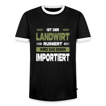 Ist Der Landwirt Ruiniert Wird Essen Importiert - Männer Kontrast-T-Shirt - Schwarz/Weiß - Vorne - AI Model Female 172 light (172cm) & AI Model Male 178 light (178cm)