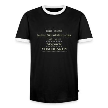 Dictons drôles Six Pack vs. Pliage - T-shirt contrasté Homme - noir/blanc - Devant - AI Model Female 172 light (172cm) & AI Model Male 178 light (178cm)