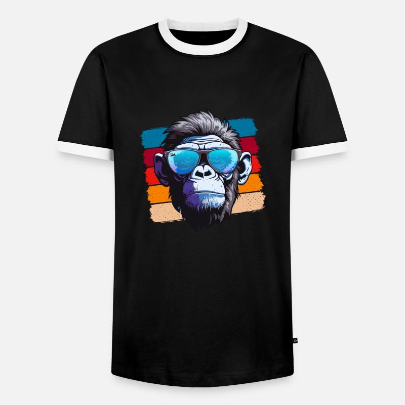 Cool Monkey - Männer Kontrast-T-Shirt - Schwarz/Weiß