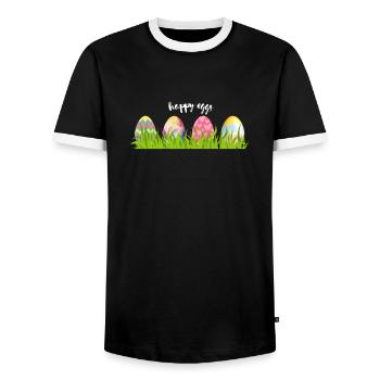 Colorful easter eggs in a meadow - Men's Ringer Shirt - black/white - Front - AI Model Female 172 light (172cm) & AI Model Male 178 light (178cm)