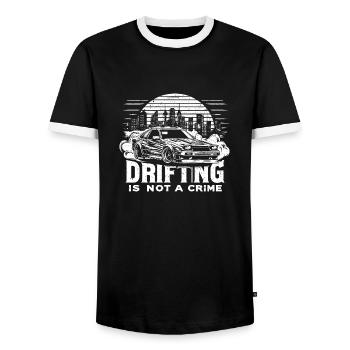 Drifting Is Not A Crime - Car Lover Gift - Men's Ringer Shirt - black/white - Front - AI Model Female 172 light (172cm) & AI Model Male 178 light (178cm)