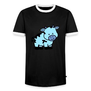 vache - T-shirt contrasté Homme - noir/blanc - Devant - AI Model Female 172 light (172cm) & AI Model Male 178 light (178cm)