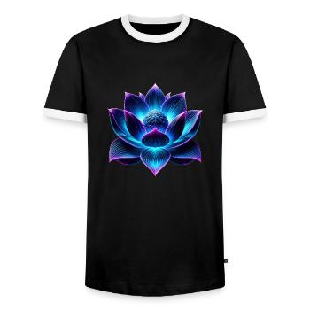 Neon Lotus Flower - Men's Ringer Shirt - black/white - Front - AI Model Female 172 light (172cm) & AI Model Male 178 light (178cm)