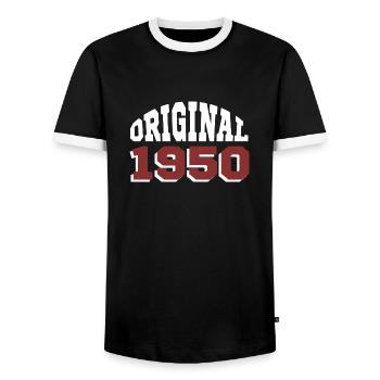 Original 1950 - Men's Ringer Shirt - black/white - Front - AI Model Female 172 light (172cm) & AI Model Male 178 light (178cm)