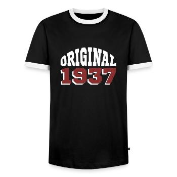 Original 1937 - Men's Ringer Shirt - black/white - Front - AI Model Female 172 light (172cm) & AI Model Male 178 light (178cm)
