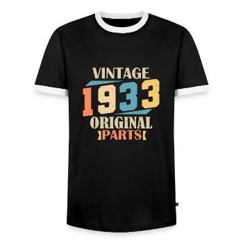 Month 1933. 1933 Birthday Gift. 91 years old Birt - Men's Ringer Shirt - black/white - Front - AI Model Female 172 light (172cm) & AI Model Male 178 light (178cm)