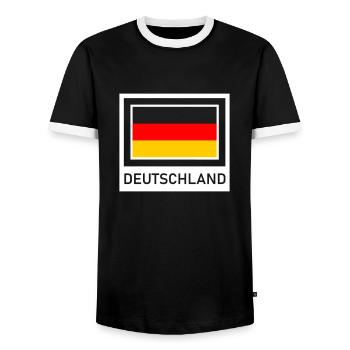 Deutschland Flagge - Männer Kontrast-T-Shirt - Schwarz/Weiß - Vorne - AI Model Female 172 light (172cm) & AI Model Male 178 light (178cm)