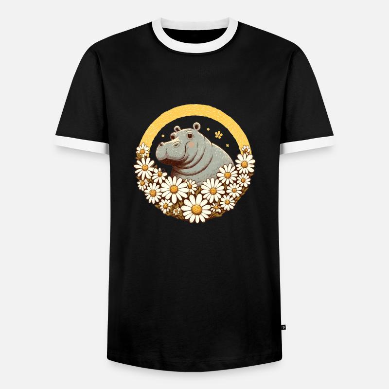 Hippo Daisy - Men's Ringer Shirt - black/white