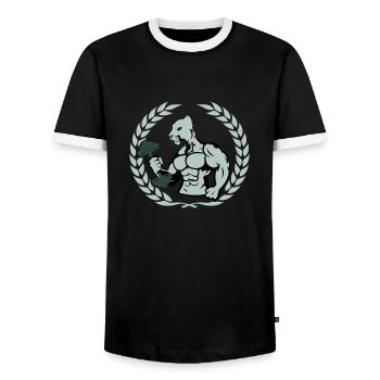 bodybuilder jaguar - Männer Kontrast-T-Shirt - Schwarz/Weiß - Vorne - AI Model Female 172 light (172cm) & AI Model Male 178 light (178cm)