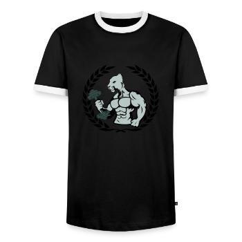 bodybuilder jaguar - Männer Kontrast-T-Shirt - Schwarz/Weiß - Vorne - AI Model Female 172 light (172cm) & AI Model Male 178 light (178cm)