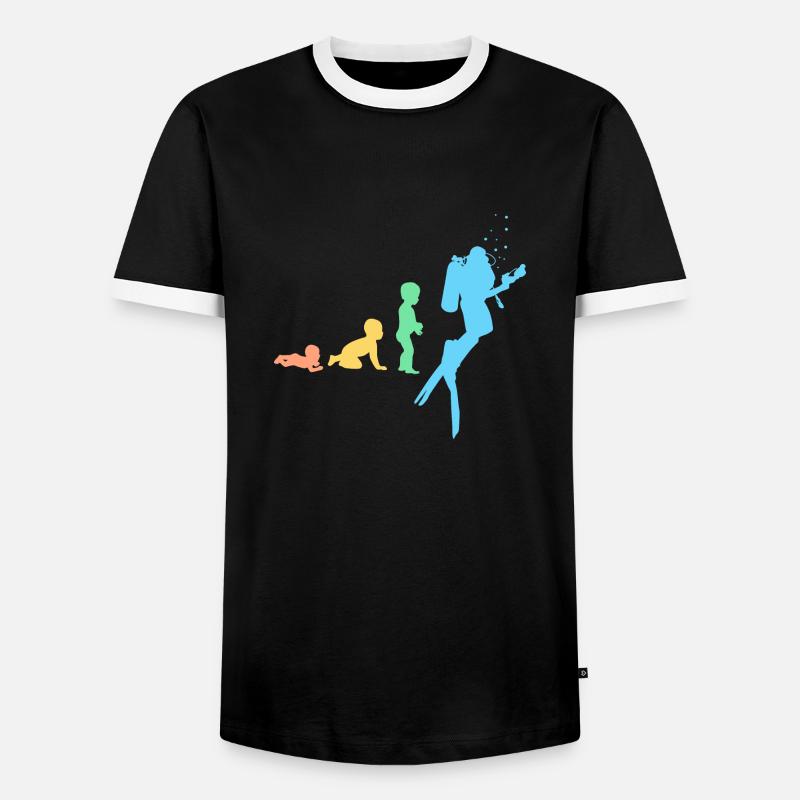 Evolution Diver - Männer Kontrast-T-Shirt - Schwarz/Weiß